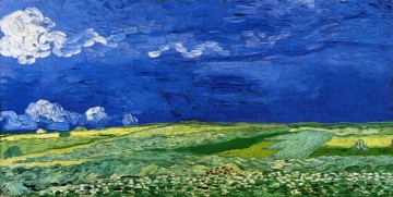 Champs de blé sous les nuages ​​Thunder van Gogh Peinture à l'huile